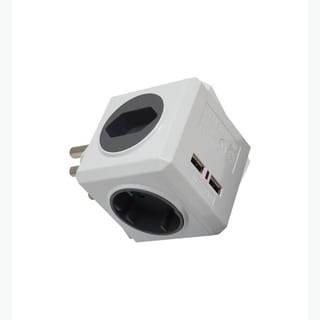 GREY MULTI SOCKET CUBE WITH USB