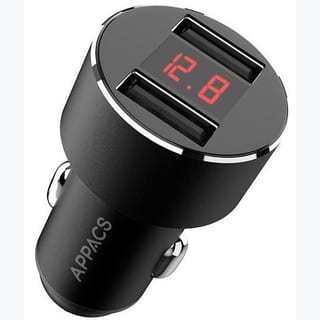 USB CAR CHARGER - 2P METAL WITH LED