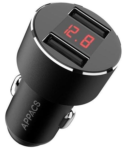 USB CAR CHARGER - 2P METAL WITH LED