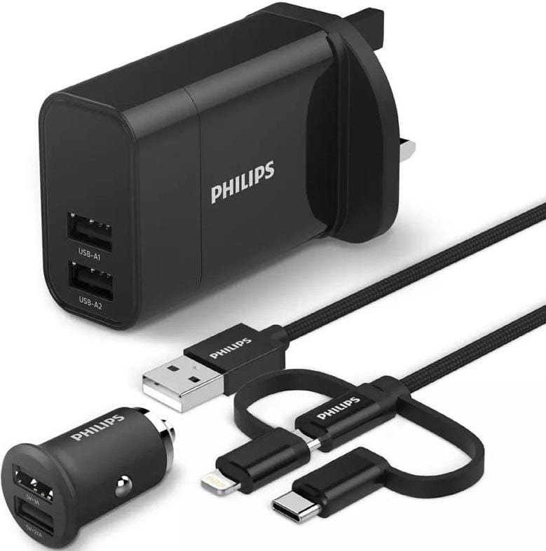 USB CAR AND WALL WITH 3IN1 CABLE