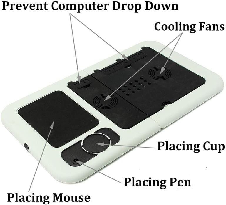 DESK F FOLDING BK&WT + FANS