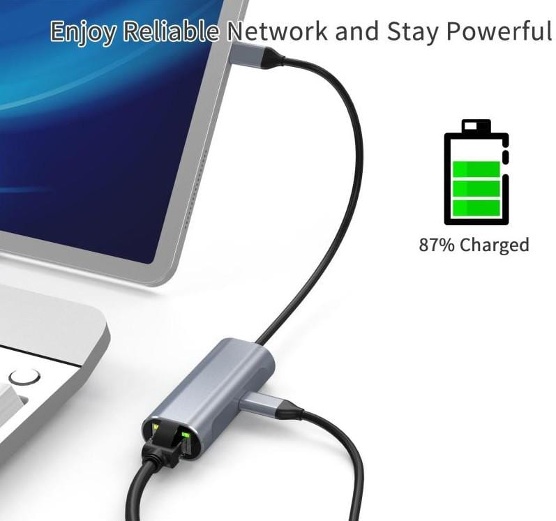 HUB: USB-C - 2P - 1X GB LAN + USB-C