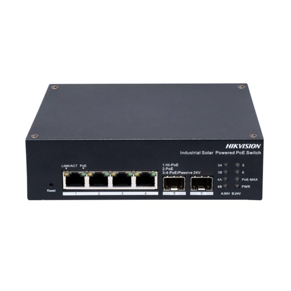 Hikvision 4 Port Gigabit Smart Managed Industrial Solar PoE Switch