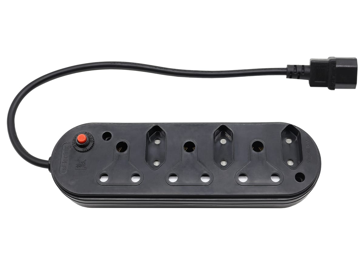 Multi Plug 3x16A 3x5A 0.5m IEC Cord Black