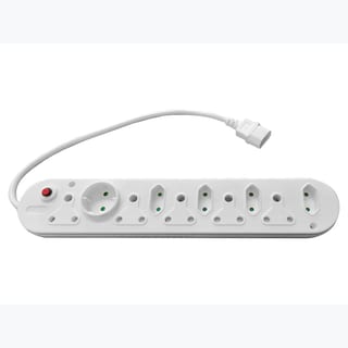 Multi Plug 5x16A 5x5A 0.5m IEC Cord White