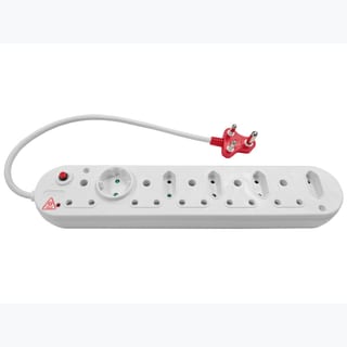 Multi Plug 5x16A 5x5A 0.5m Cord Surge Protected White
