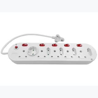 Multi Plug 5x16A 5x5A 0.5m Cord Switched White