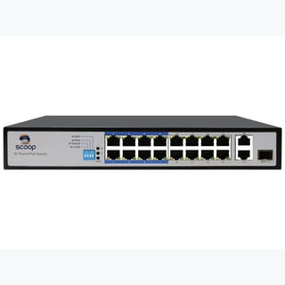 Scoop 16 Port Fast Ethernet PoE 150W 2 Gigabit 1SFP Switch