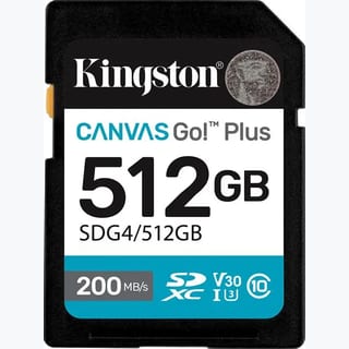 Kingston 512GB SDXC Canvas Go Plus Gen4 200MB/s C10 UHS-I U3 V30